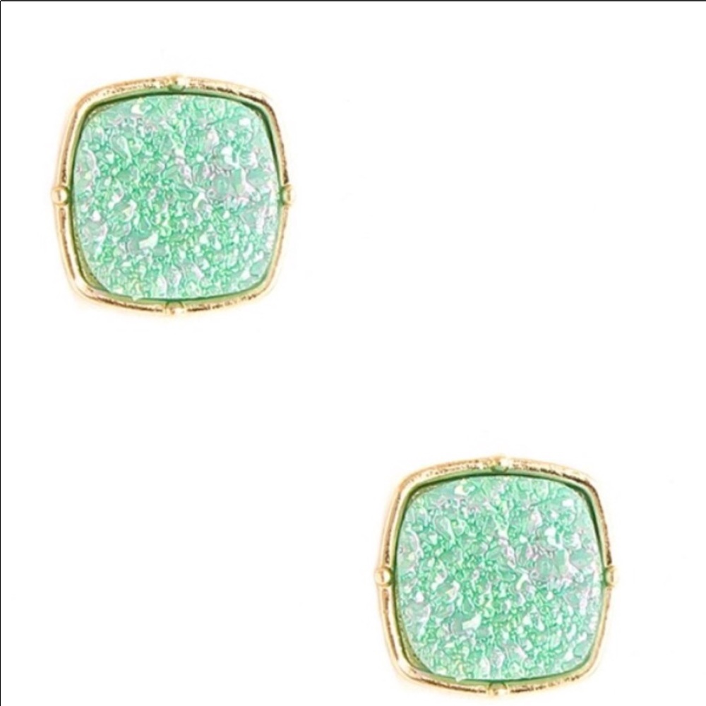 Mint Druzy Stud Earrings